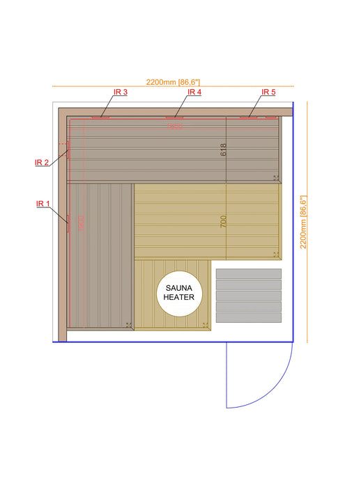 Thermasol Lumaria Glass, 2–6 Person - Indoor Traditional Sauna