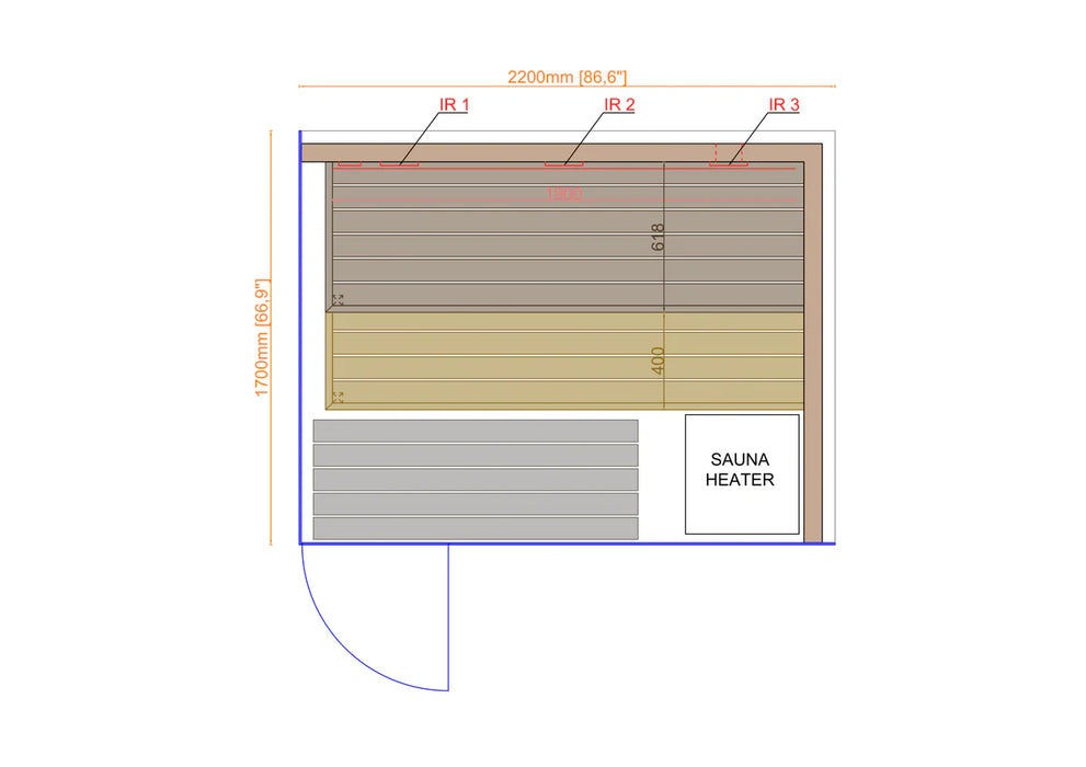 Thermasol Lumaria Glass, 2–6 Person - Indoor Traditional Sauna