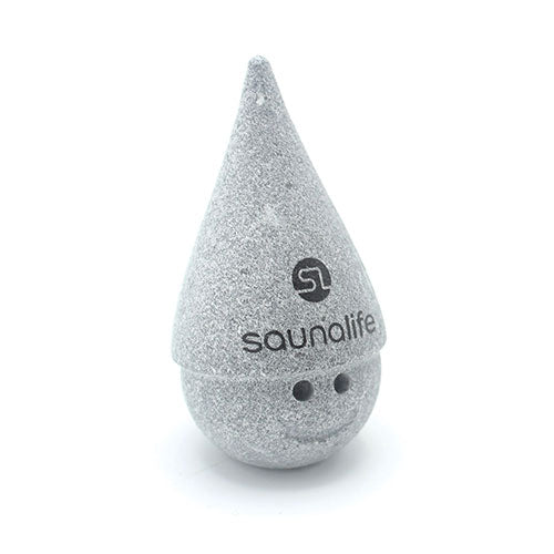 SaunaLife Stoney – Soapstone Sauna Gnome with Cone Hat, Black Logo