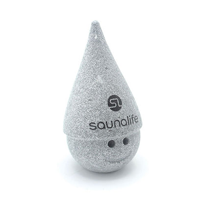 SaunaLife Stoney – Soapstone Sauna Gnome with Cone Hat, Black Logo
