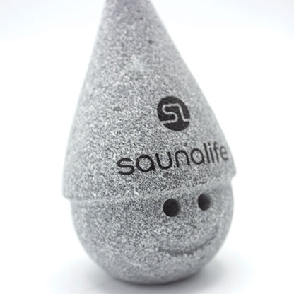 SaunaLife Stoney – Soapstone Sauna Gnome with Cone Hat, Black Logo