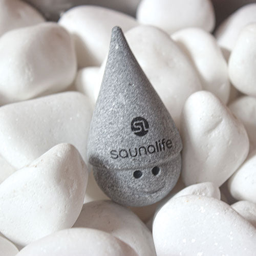 SaunaLife Stoney – Soapstone Sauna Gnome with Cone Hat, Black Logo
