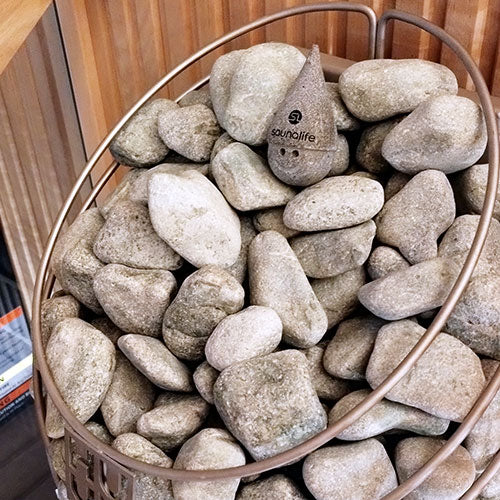 SaunaLife Stoney – Soapstone Sauna Gnome with Cone Hat, Black Logo