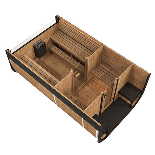 SaunaLife Model CL12GCPCP – Cube-Series Outdoor Traditional Home Sauna Suite Kit, Up to 8 Persons