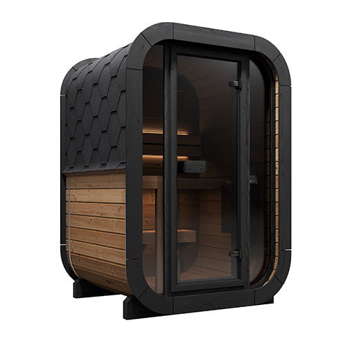 SaunaLife CL3G Cube 2-person outdoor sauna kit in thermo-spruce