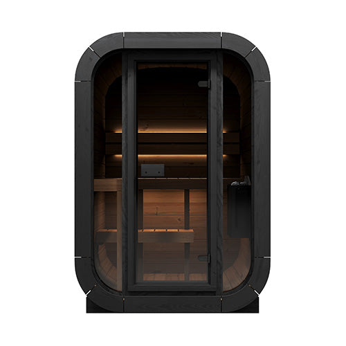 SaunaLife CL3G Cube-Series Traditional Outdoor Home Sauna Kit – 2 Person Scandinavian Design with Thermo-Spruce