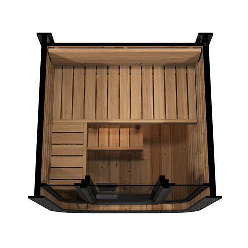 SaunaLife CL3G Cube-Series Traditional Outdoor Home Sauna Kit – 2 Person Scandinavian Design with Thermo-Spruce