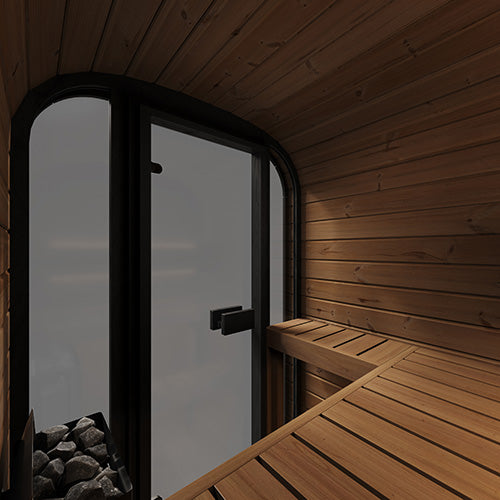 SaunaLife CL3G Cube-Series Traditional Outdoor Home Sauna Kit – 2 Person Scandinavian Design with Thermo-Spruce