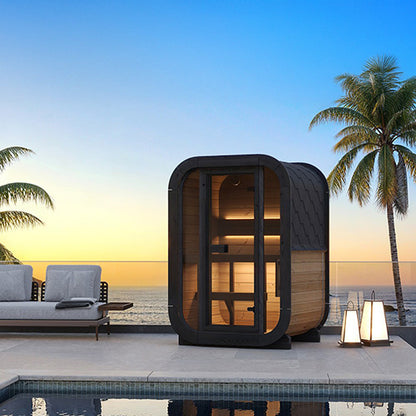 SaunaLife CL3G Cube-Series Traditional Outdoor Home Sauna Kit – 2 Person Scandinavian Design with Thermo-Spruce