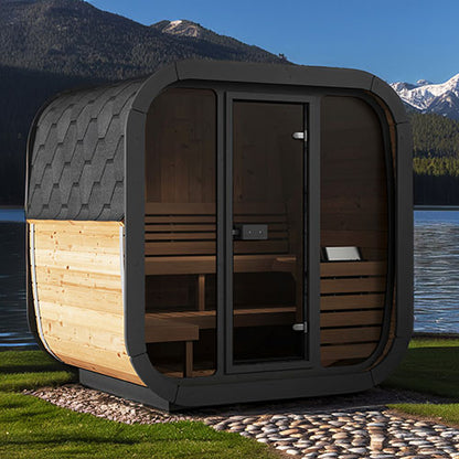 SaunaLife Model CL5G – Cube-Series Traditional Outdoor Home Sauna Kit, Up to 4 Persons