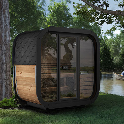 SaunaLife CL4G Cube outdoor sauna kit in thermo-spruce