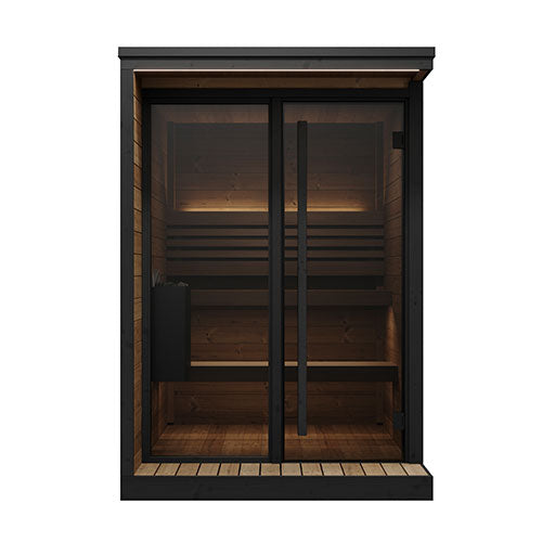 SaunaLife GL4 Outdoor Traditional Sauna Kit – Garden Luxury-Series Cabin with Nordic Thermo-Spruce, LED Lighting & Full Glass Front