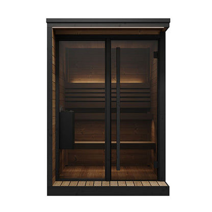 SaunaLife GL4 Outdoor Traditional Sauna Kit – Garden Luxury-Series Cabin with Nordic Thermo-Spruce, LED Lighting & Full Glass Front