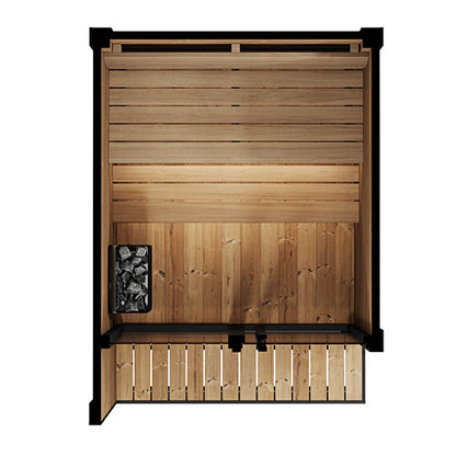 SaunaLife GL4 Outdoor Traditional Sauna Kit – Garden Luxury-Series Cabin with Nordic Thermo-Spruce, LED Lighting & Full Glass Front