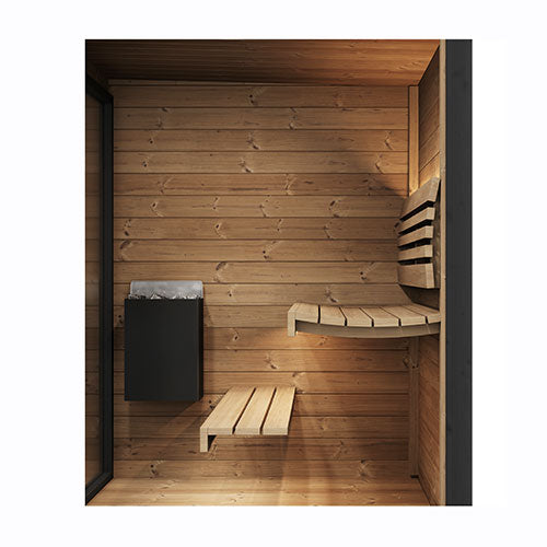 SaunaLife GL4 Outdoor Traditional Sauna Kit – Garden Luxury-Series Cabin with Nordic Thermo-Spruce, LED Lighting & Full Glass Front