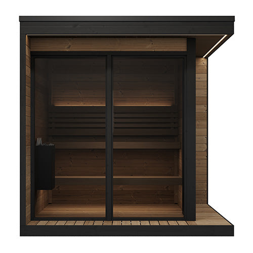 SaunaLife GL6 Outdoor Traditional Sauna Kit – Garden Luxury-Series Cabin with Nordic Thermo-Spruce, LED Lighting & Full Glass Windows