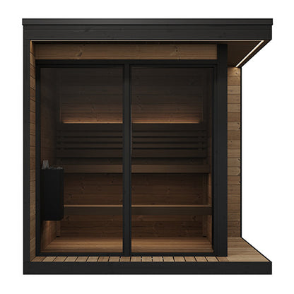 SaunaLife GL6 Outdoor Traditional Sauna Kit – Garden Luxury-Series Cabin with Nordic Thermo-Spruce, LED Lighting & Full Glass Windows