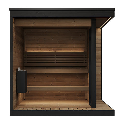 SaunaLife GL6 Outdoor Traditional Sauna Kit – Garden Luxury-Series Cabin with Nordic Thermo-Spruce, LED Lighting & Full Glass Windows