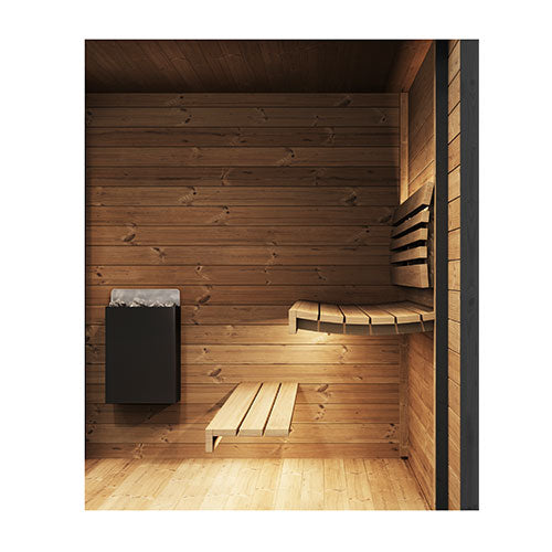 SaunaLife GL6 Outdoor Traditional Sauna Kit – Garden Luxury-Series Cabin with Nordic Thermo-Spruce, LED Lighting & Full Glass Windows