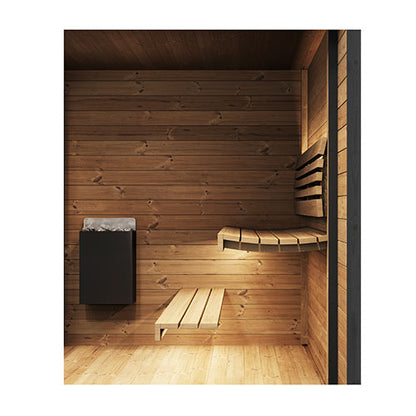SaunaLife GL6 Outdoor Traditional Sauna Kit – Garden Luxury-Series Cabin with Nordic Thermo-Spruce, LED Lighting & Full Glass Windows