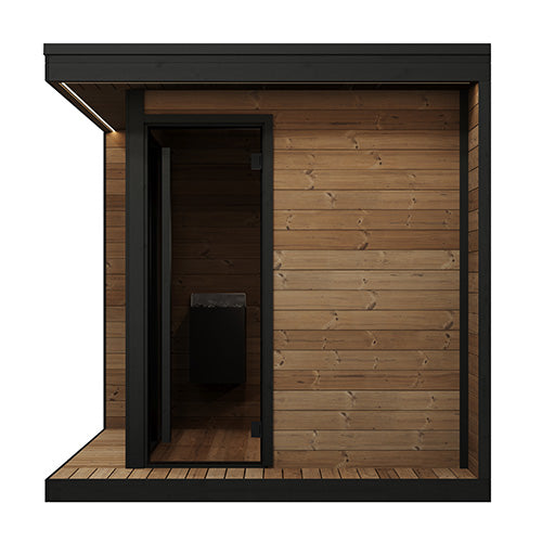 SaunaLife GL6 Outdoor Traditional Sauna Kit – Garden Luxury-Series Cabin with Nordic Thermo-Spruce, LED Lighting & Full Glass Windows