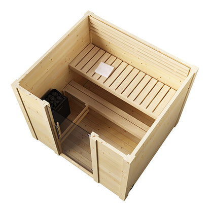SaunaLife Model G2 Garden-Series Traditional Outdoor Home Sauna Kit w/ LED Lighting | 4 Person