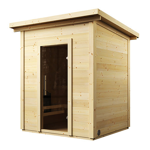 SaunaLife Model G2 Garden-Series Traditional Outdoor Home Sauna Kit w/ LED Lighting | 4 Person