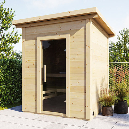 SaunaLife Model G2 Garden-Series Traditional Outdoor Home Sauna Kit w/ LED Lighting | 4 Person