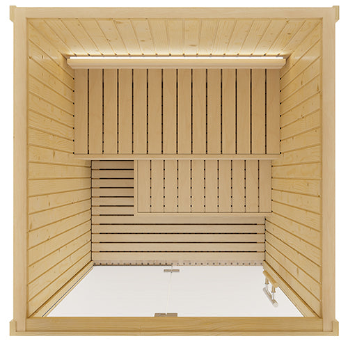 SaunaLife Model X2 XPERIENCE Series Traditional Indoor Sauna Kit w/ LED Lighting | Glass Front | 1-2 Person