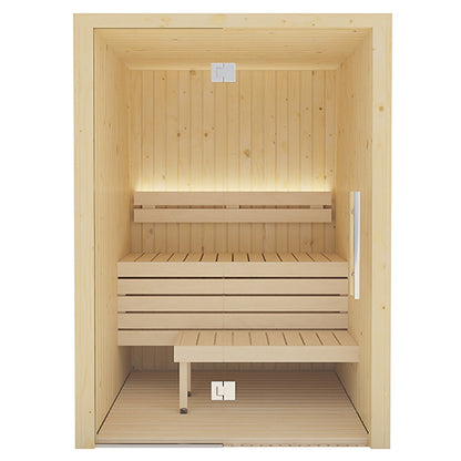 SaunaLife Model X2 XPERIENCE Series Traditional Indoor Sauna Kit w/ LED Lighting | Glass Front | 1-2 Person