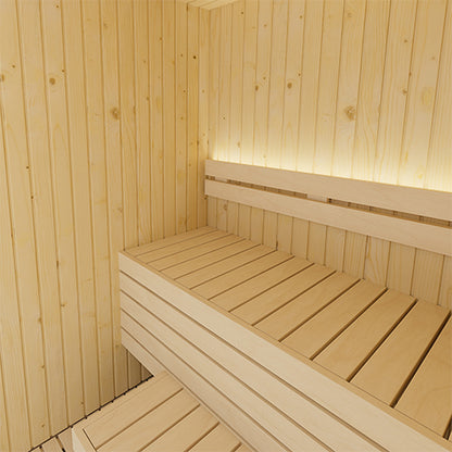SaunaLife Model X2 XPERIENCE Series Traditional Indoor Sauna Kit w/ LED Lighting | Glass Front | 1-2 Person