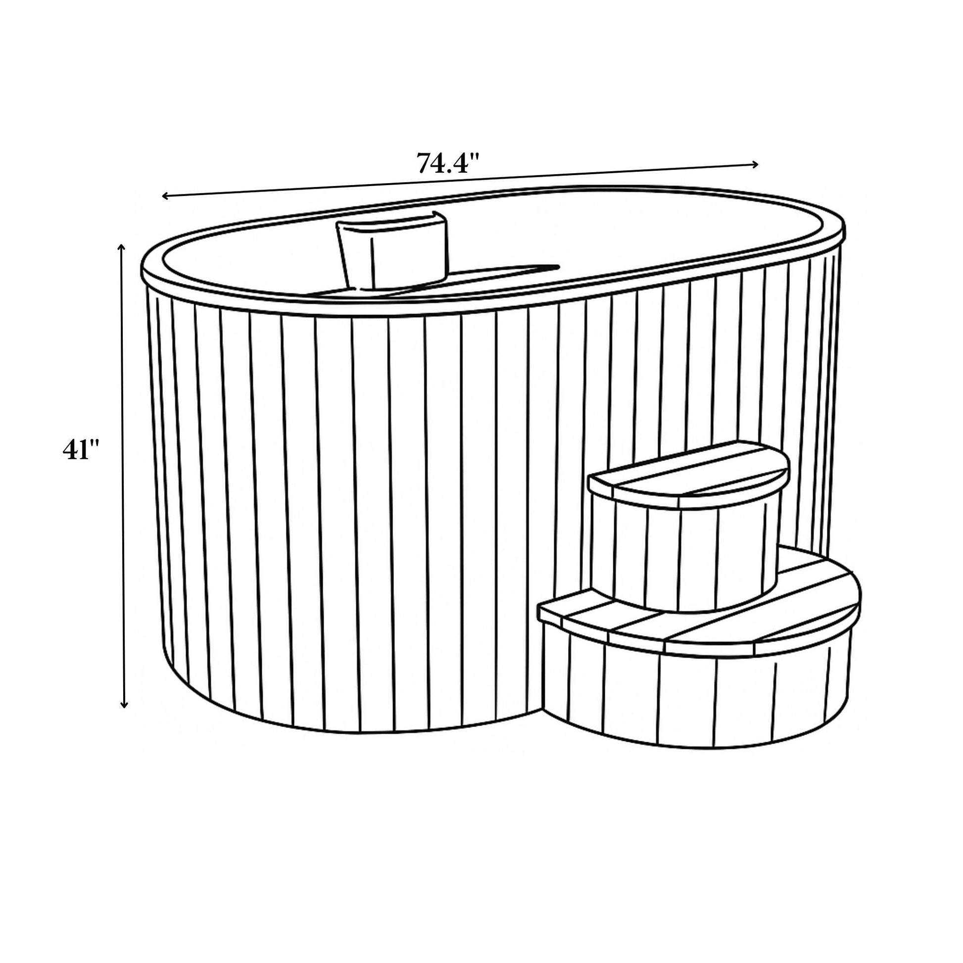 SaunaLife Model S2 immersion tub - dimension drawing