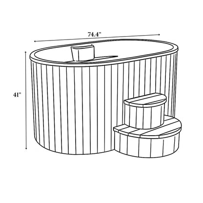 SaunaLife Model S2 immersion tub - dimension drawing