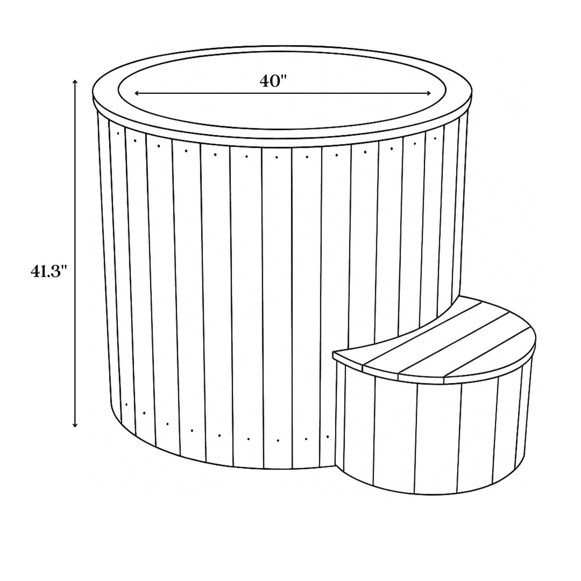 SaunaLife Model S1 immersion tub - dimension drawing