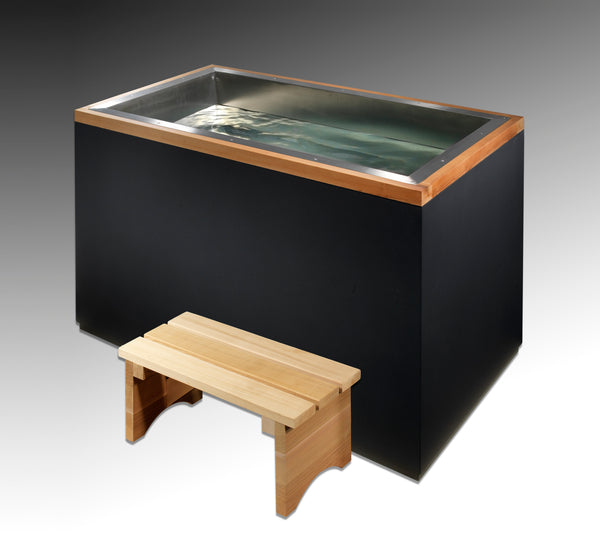 Dynamic Cold Therapy Cuboid XL stainless steel cold plunge with cedar surround