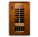 Sauna Plunge Direct-Golden Designs Inc-DYN-6202-03 Dynamic Low EMF Far Infrared Sauna, Versailles Edition
 2-person sauna with natural hemlock wood construction, Bluetooth music system, and chromotherapy lighting. Features include 6 carbon low EMF heat emitters, tempered glass door, and LED control panels. Exterior dimensions: 47" x 42" x 75". Easy clasp-together assembly, sauna weight: 335 lbs, shipping weight: 365 lbs, ships in 2 boxes.