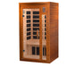 Sauna Plunge Direct-Golden Designs Inc.-DYNAMIC Low EMF-Far Infrared Sauna Barcelona Edition-DYN-6106-01Compact 1-2 person infrared sauna, natural hemlock wood, Bluetooth sound system, LED control panels, 6 low-EMF heating panels, tempered glass door, chromotherapy lighting with Red Light Therapy (2024 models), 120V/15amp, easy assembly.