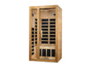 Sauna_and_Plunge_Direct-Golden_Design_DYNAMIC_Gracia_Low_EMF_FAR_Infrared_Sauna_DYN-6119-01_1-2_Person_Natural_Hemlock_Wood
compact 1-2 person sauna with Bluetooth, chromotherapy, and natural hemlock wood construction. Features 7 carbon low EMF heat emitters, LED control panel, tempered glass door, and easy clasp-together assembly. Sauna dimensions: 39″ x 36″ x 75″, shipping in 2 boxes.