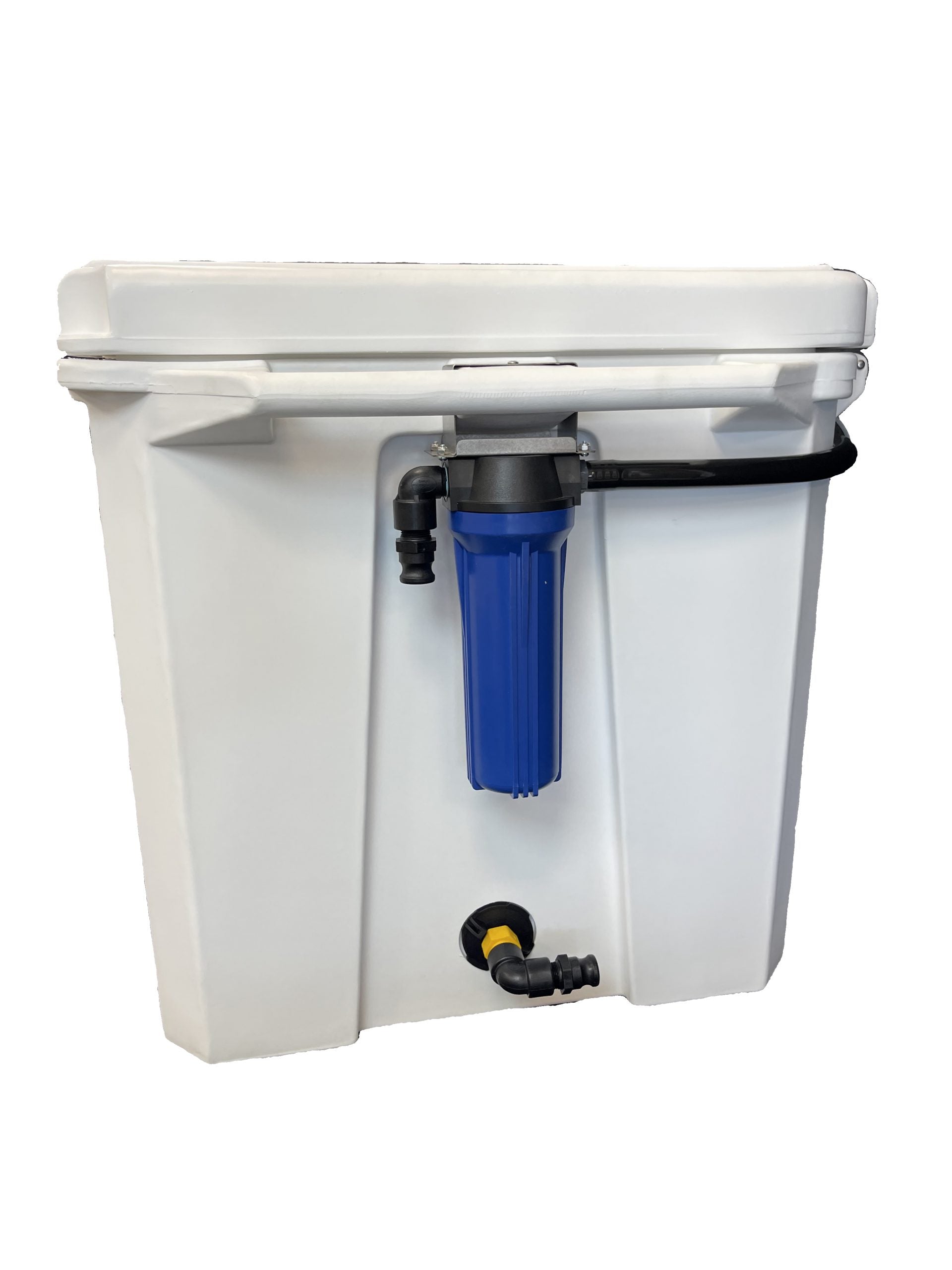 Sauna and Plunge Direct-Penguin Chillers-Cold Therapy Tub and Chiller.
100gal insulated tub 54″ x 31″ x 32″ external / 43.5″ x 24.5″ x 24″
Attached filter canister with 150 micron washable / reusable filter
Inline Screen – coarse filter to catch hair and large debris prior to chiller
3/4HP Cold Therapy Chiller with built in pump
Quick connect hoses