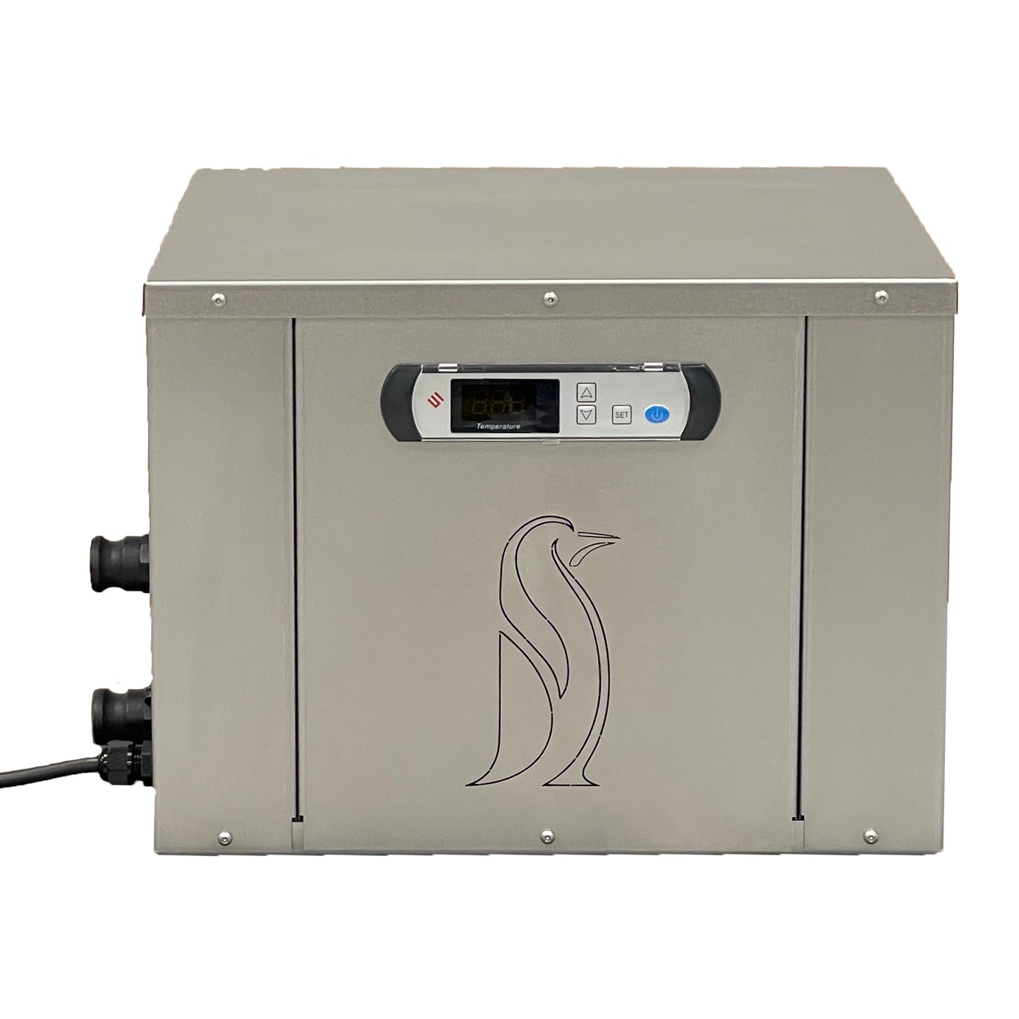 Sauna and Plunge Direct-Penguin Chillers- Cold Therapy and Chiller Tub
Plug & Play – No tools required
3/4HP chiller
150 micron washable / reusable filter
Quick Connect hoses
1 Year Product Warranty
Proudly made in the USA
Chiller Specs:
3/4HP High Efficiency Chiller
65 dBA
110 – 120 Volts / 450 Watts / 3.9 Amps
14”W x 20”D x 12”H
52 Pounds
Built in Pump
10′ power cord with GFCI protection
Rain Proof