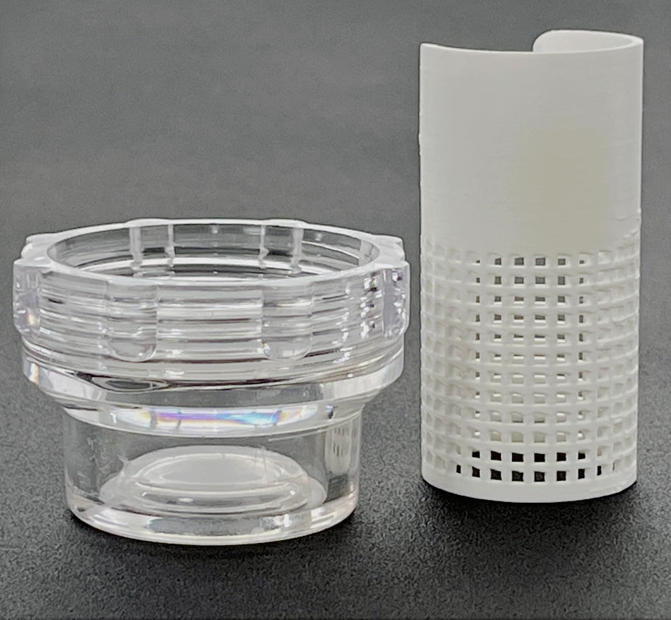 Attached filter canister with 150-micron washable/reusable filter
Inline screen – coarse filter to catch hair and large debris 