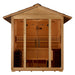 Sauna and Plunge Direct-Vorarlberg- Outdoor5-person capacity
100% natural Canadian hemlock with waterproof exterior stain
Interior chromotherapy and accent lighting
Exterior overhang accent lighting
LED control panel with FM station & Bluetooth
Built-in speakers, sandglass, bucket, scoop
Harvia "WALL" 8KW traditional sauna stove
Electrical: 240V/40AMP (stove), 120V/15AMP (lights & music)
Dimensions (W x D x H): 98.9" x 72.6" x 97.4" (with overhang)
Weight: 1010 lbs (assembled), 1120 lbs (shipping, 10 boxes)