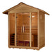 Sauna and Plunge Direct-Vorarlberg- Outdoor5-person capacity
100% natural Canadian hemlock with waterproof exterior stain
Interior chromotherapy and accent lighting
Exterior overhang accent lighting
LED control panel with FM station & Bluetooth
Built-in speakers, sandglass, bucket, scoop
Harvia "WALL" 8KW traditional sauna stove
Electrical: 240V/40AMP (stove), 120V/15AMP (lights & music)
Dimensions (W x D x H): 98.9" x 72.6" x 97.4" (with overhang)
Weight: 1010 lbs (assembled), 1120 lbs (shipping, 10 boxes)