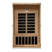 Sauna and Plunge Direct- Golden Designs-DYNAMIC Santiago Low EMF FAR Infrared Indoor Sauna DYN-6209-01 Two Person Natural Hemlock Wood Model: DYN-6209-01 wood, 46" x 40" x 75" exterior, Bluetooth music system, LED control panel, 7 carbon low EMF heaters, tempered glass door, chromotherapy lighting, and roof vent
