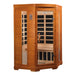 Sauna and Plunge Direct- Golden Designs Inc.-DYN-6225-02 Dynamic Low EMF Far Infrared Sauna, Heming Edition. 2-person corner sauna
Exterior dimensions: 49" x 48" x 76" (add 2" for roof overhang)
Interior dimensions: 43" x 45" x 68"
FM radio, Bluetooth, MP3
LED control panels (interior and exterior)
Natural hemlock wood construction
Electrical: 120V/15amp
Easy clasp assembly
7 Carbon Low EMF heat emitters
Tempered glass door
Interior chromotherapy lighting (Red Light Therapy)
Roof vent
Model: DYN-6225-0
