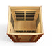 Sauna_and_Plunge_Direct-DYN-6206-01 Sauna- San Marino Elite Edition.
 2 persons
Exterior dimensions: 47" W x 42" D x 75" H (add 2" for roof overhang)
Interior dimensions: 43" W x 37" D x 68" H, Bluetooth, 2 dynamic speakers (no radio)
Control panels: Interior and exterior LED
Construction: Natural hemlock wood
Electrical service: 120V/15amp
Assembly: Clasp together
Heating elements: 6 Carbon low EMF panels
Door: Tempered glass
Lighting: Interior chromotherapy (red light therapy starting in 2024)
Roof vent