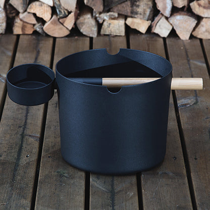 SaunaLife Accessory Package 6 Aluminum 1-Gallon Sauna Bucket Set with Wood Ladle and Thermometer