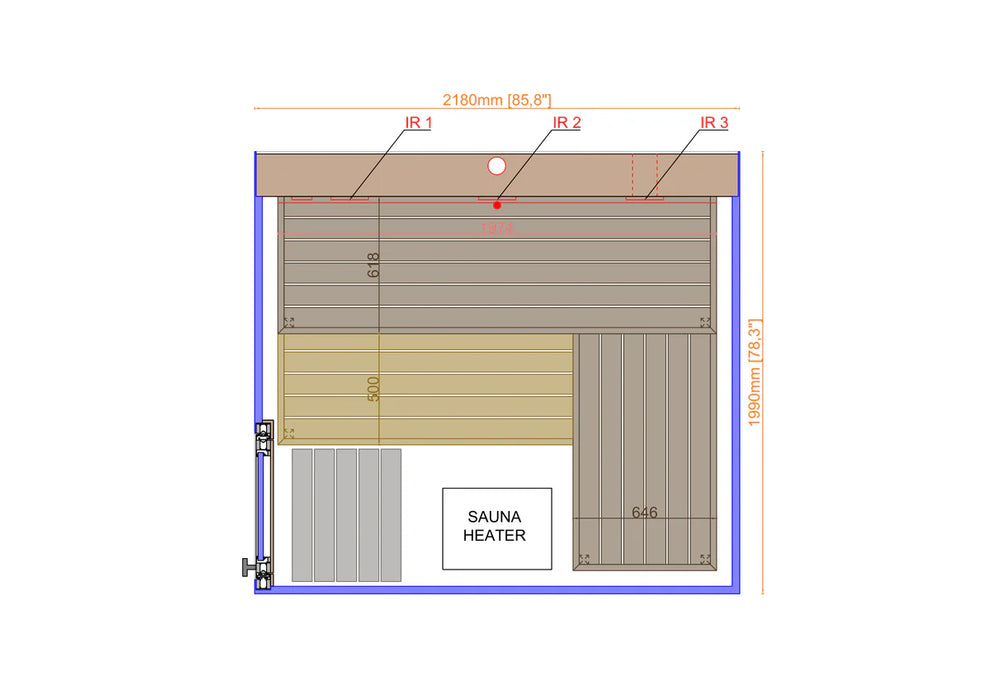 Thermasol Vue Front Panoramic Glass, 3–4 Person - Outdoor Traditional Sauna