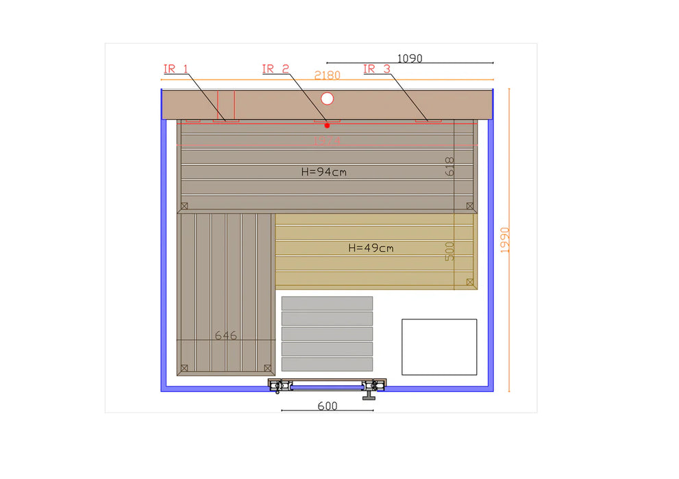 Thermasol Vue Front Panoramic Glass, 3–4 Person - Outdoor Traditional Sauna