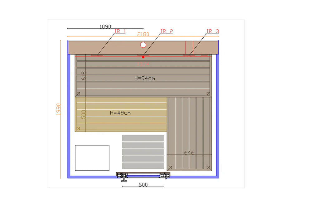 Thermasol Vue Front Panoramic Glass, 3–4 Person - Outdoor Traditional Sauna